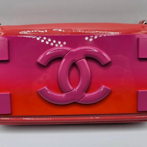 Chanel Lego Hot Pink Patent Brick Ombre Patent Flap - Picture 4 of 16